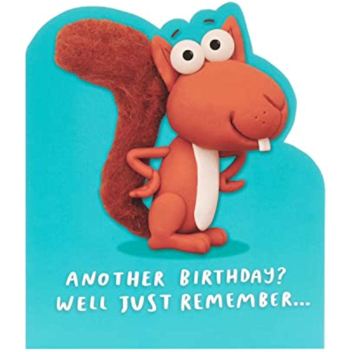 UK Greetings birthday card for him, her, or friend featuring a funny squirrel design with envelope, perfect for birthdays.