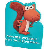 UK Greetings birthday greeting card for him, her, or friends featuring a funny squirrel design with envelope.