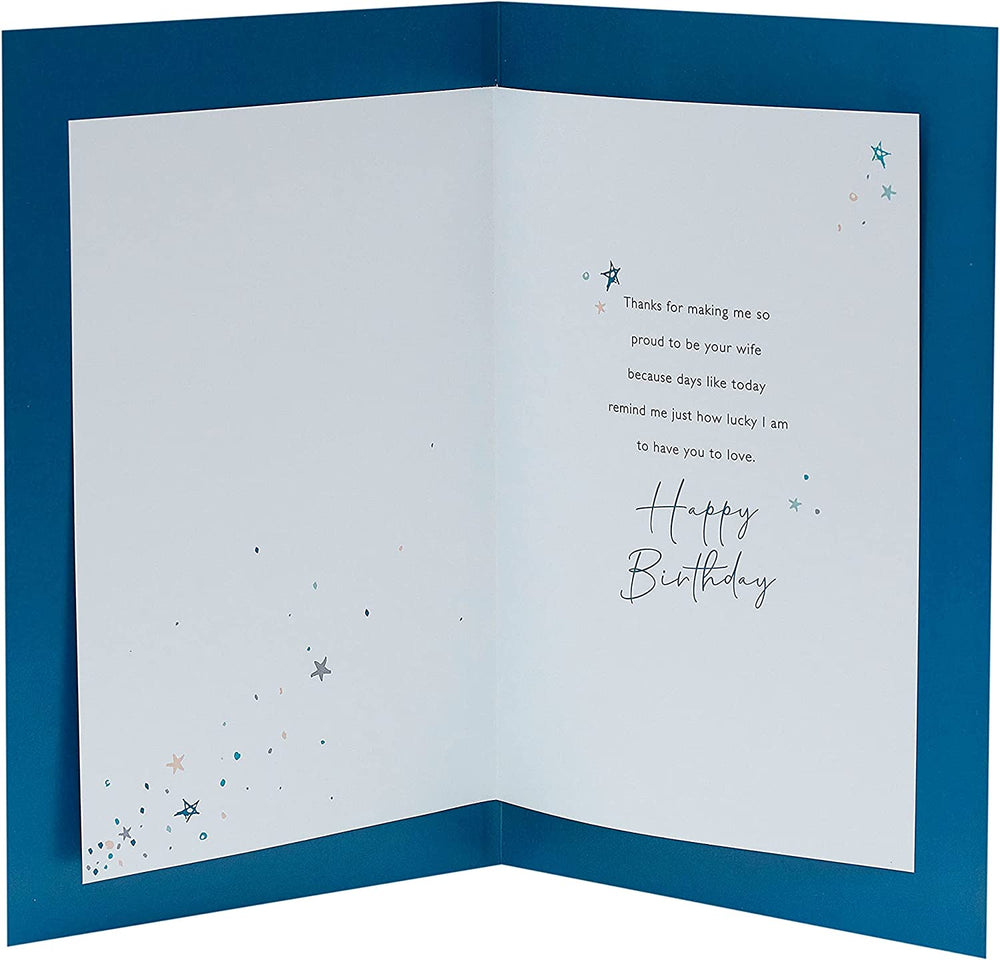 UK Greetings birthday card for husband featuring loving words, ideal for celebrating his special day.