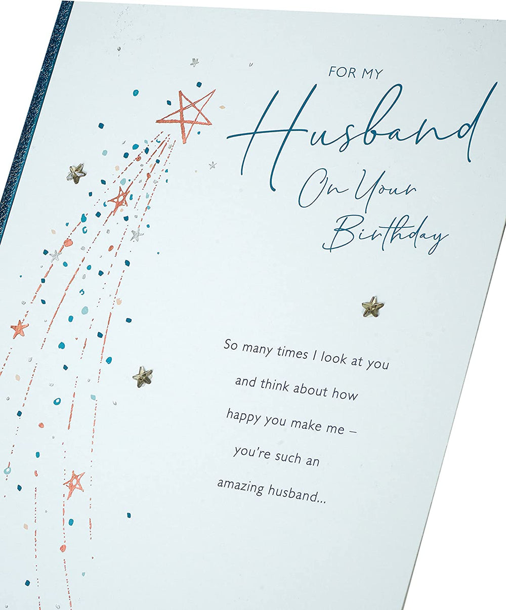 UK Greetings birthday card for husband featuring loving words, perfect for celebrating special occasions with heartfelt messages.