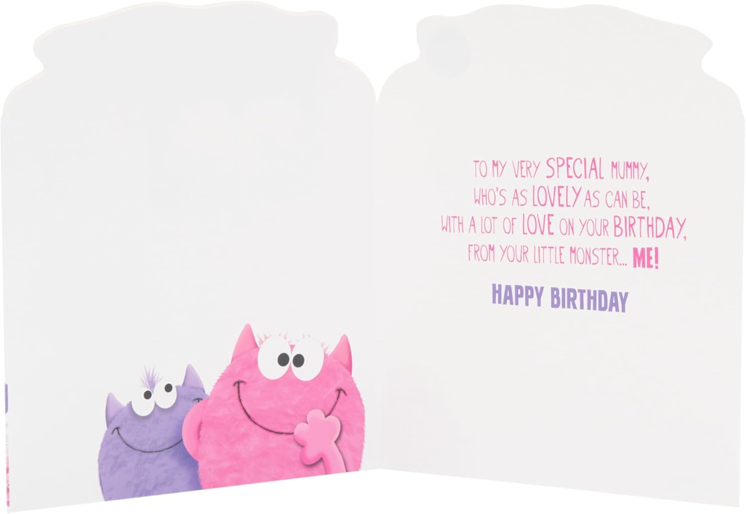 UK Greetings birthday card for Mummy featuring a little monster design, perfect for celebrating Mom's special day.
