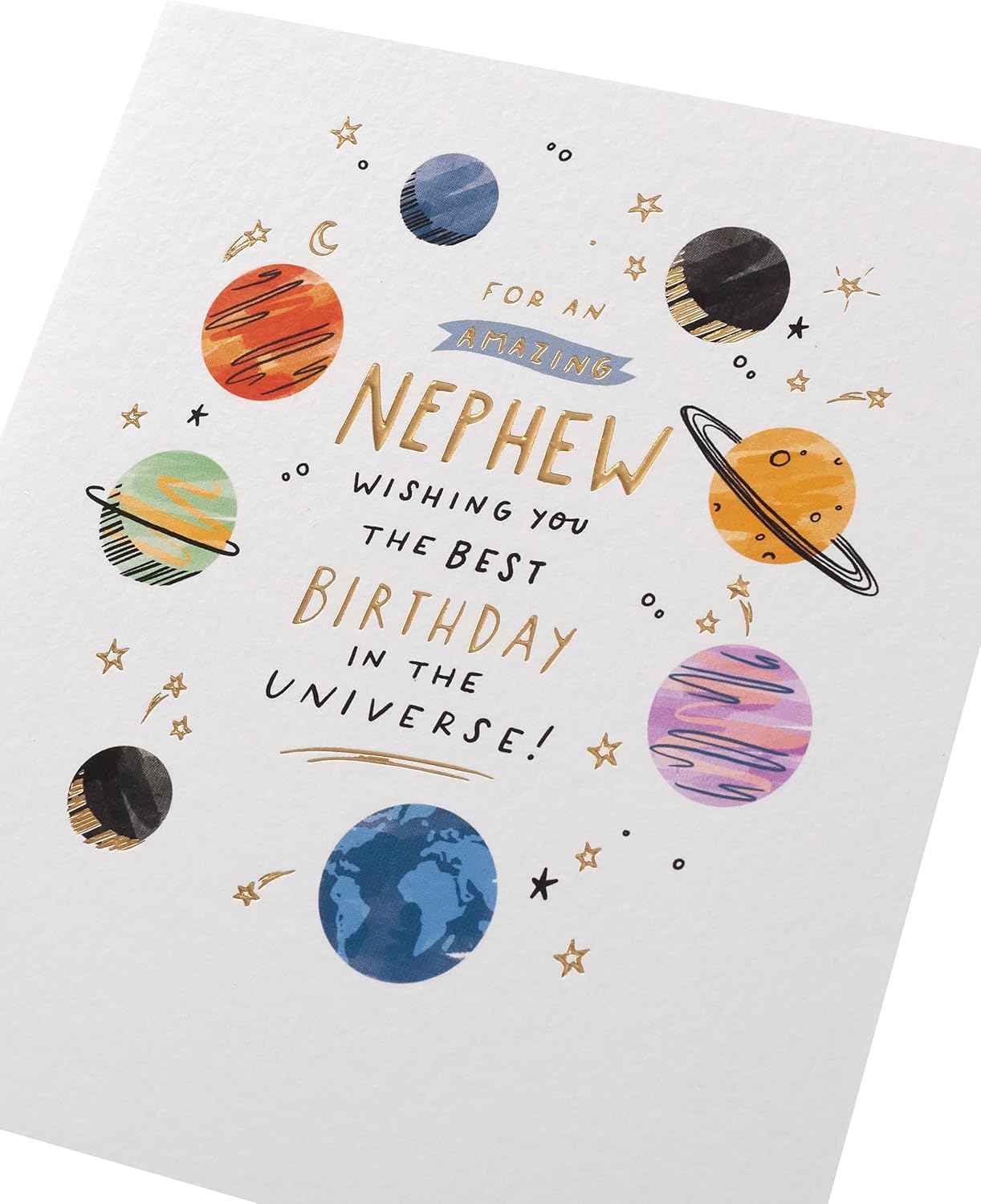 UK Greetings birthday card for nephew featuring fun, bold design, perfect for celebrating his special day.