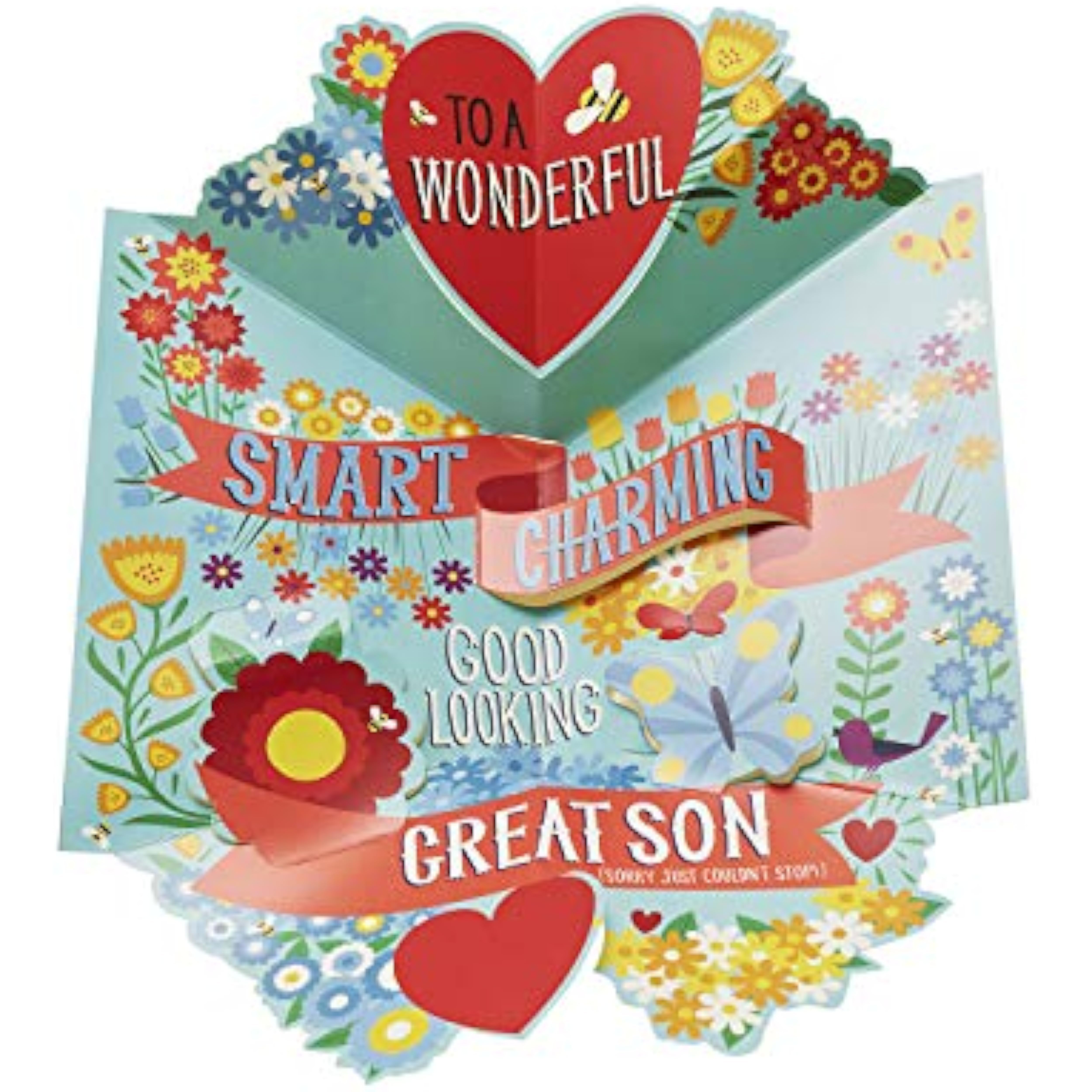 UK Greetings birthday card for son featuring a humorous design, perfect for celebrating his special day with a funny greeting.