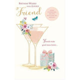UK Greetings birthday wishes greeting card featuring cheerful floral design, perfect for sending heartfelt messages to a lovely friend.