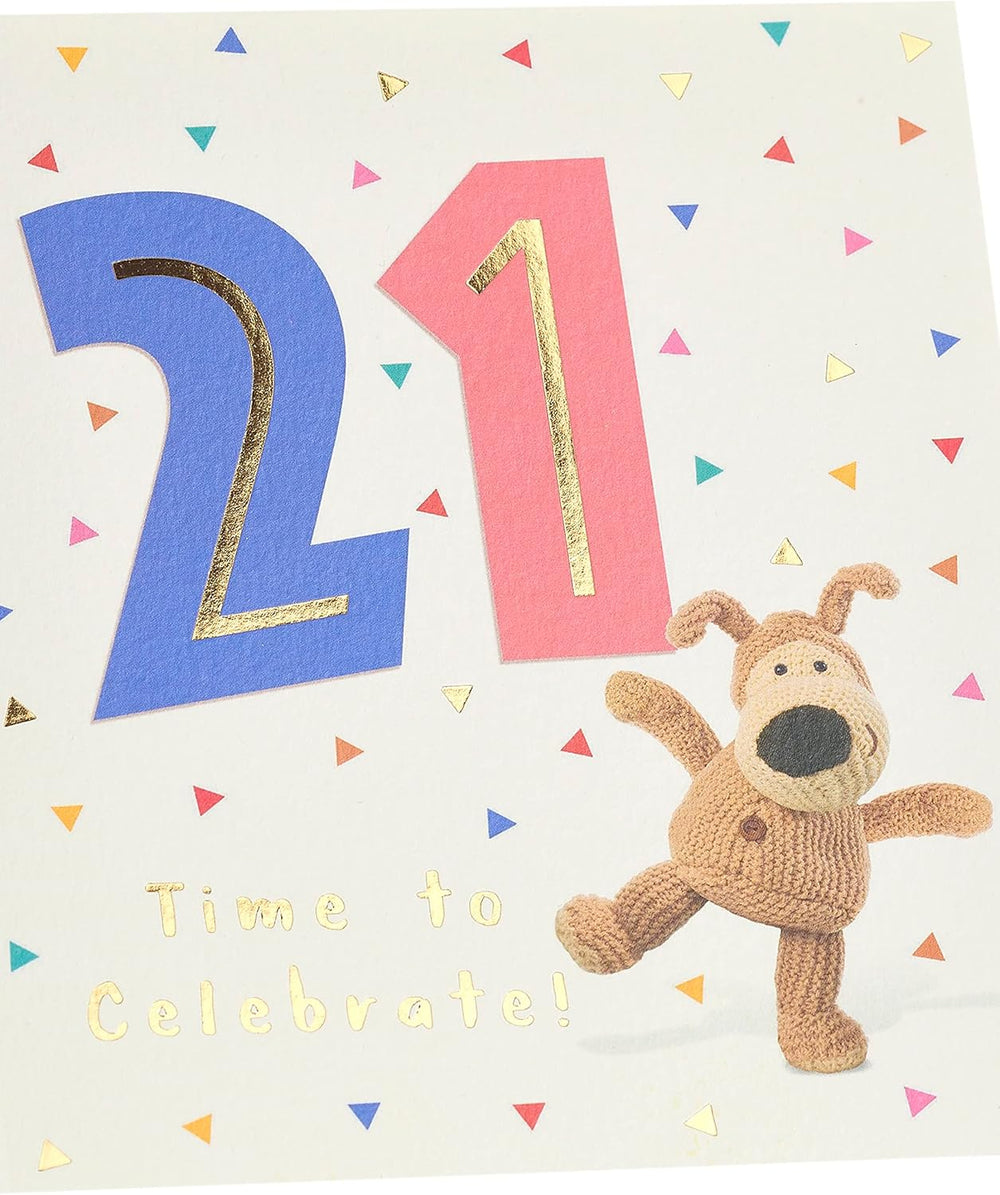 UK Greetings Boofle 21st Birthday Card with colorful illustration and festive design, perfect for celebrating a 21st birthday.