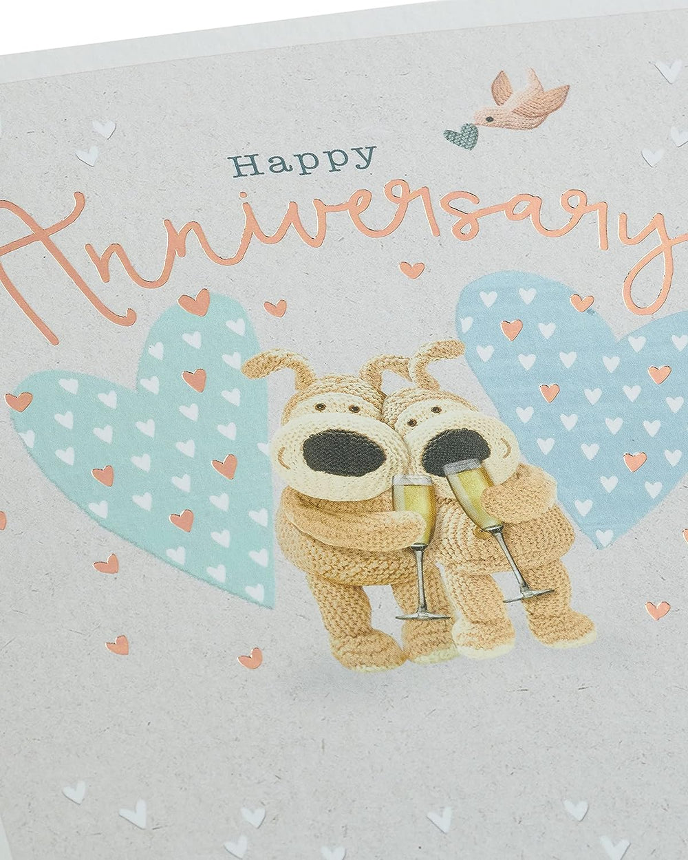 UK Greetings Boofle anniversary greeting card featuring colorful cartoon character design for celebrating special occasions.