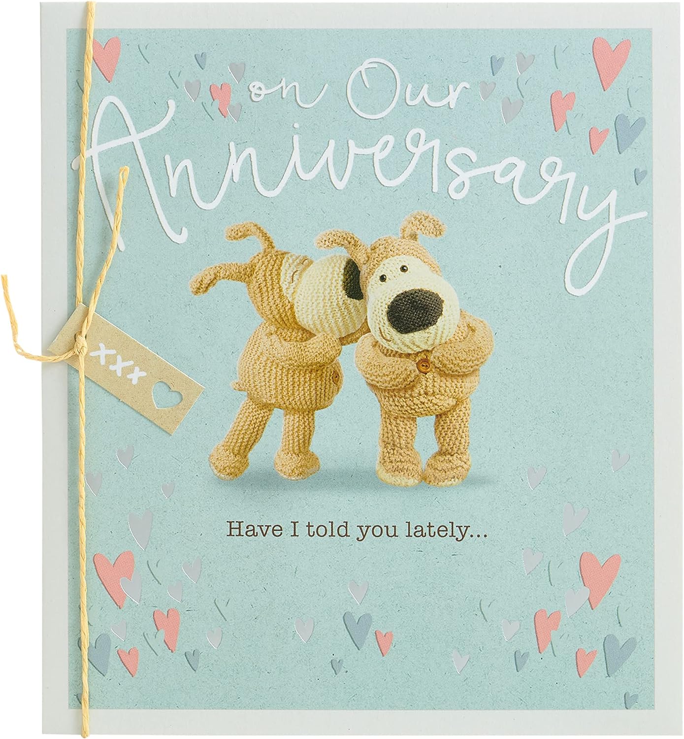 UK Greetings Boofle anniversary greeting card for husband or wife with cute design and envelope, perfect for celebrating special occasions.