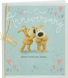 UK Greetings Boofle anniversary greeting card for husband or wife with envelope, featuring a cute and charming design.
