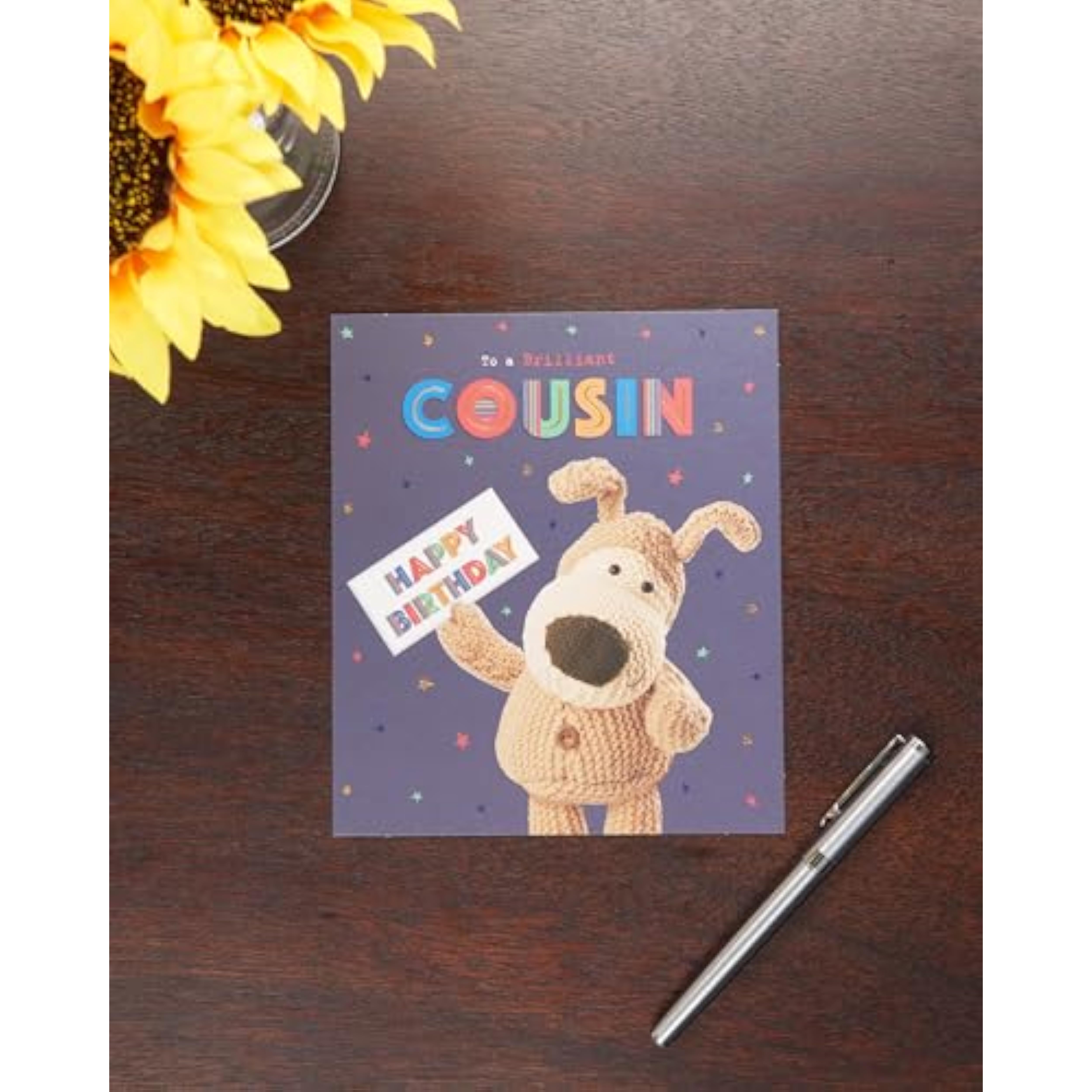 UK Greetings Boofle birthday card for cousin featuring a cute design, perfect for sending warm birthday wishes.