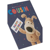 UK Greetings Boofle birthday card for cousin featuring a cute design with colorful illustrations and cheerful greeting.