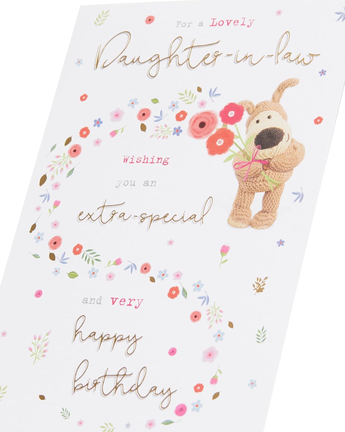 UK Greetings Boofle birthday card for daughter-in-law featuring a cute design, perfect for celebrating her special day.