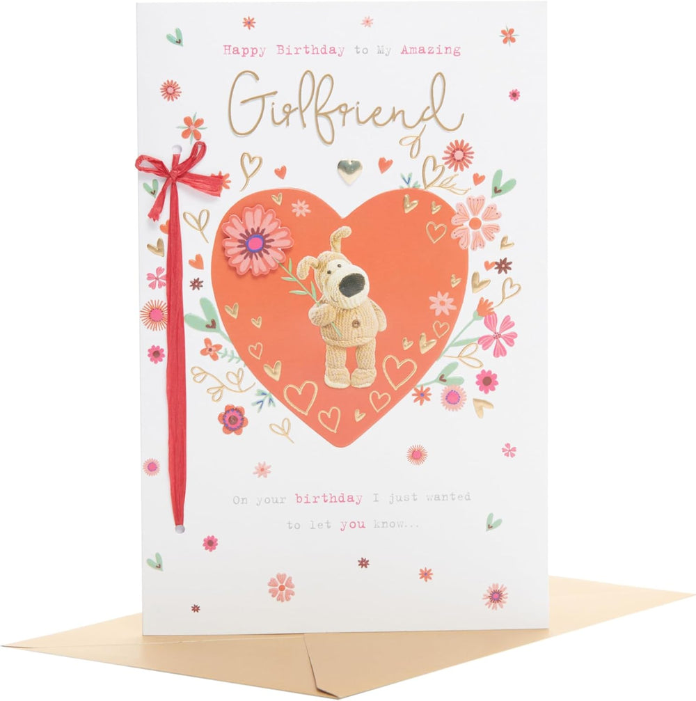 UK Greetings Boofle birthday card for girlfriend featuring a cute design, ideal for celebrating special occasions with loved ones.