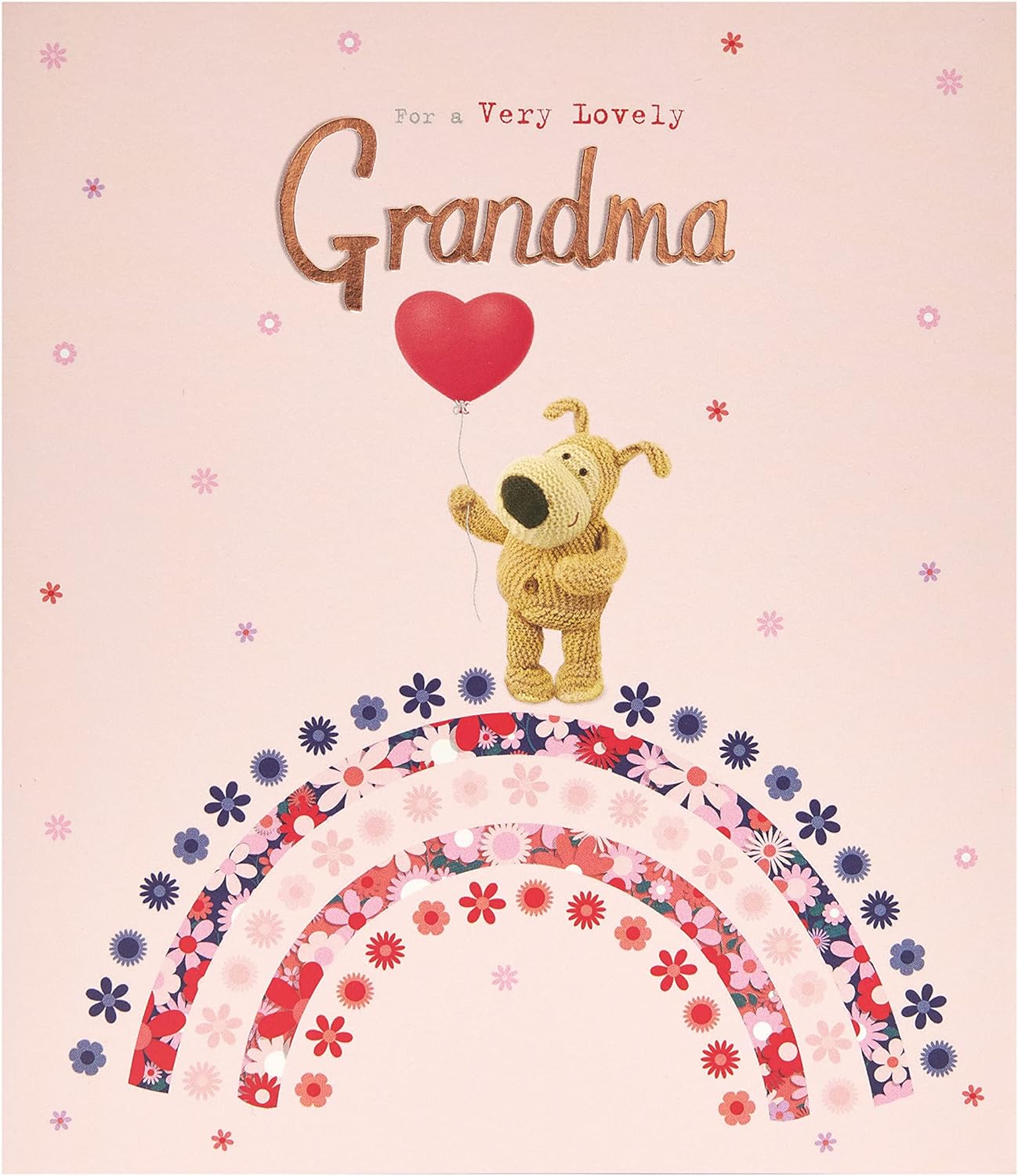 UK Greetings Boofle birthday card for grandma with colorful balloon illustration and envelope, featuring a sweet design.