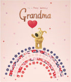 UK Greetings Boofle birthday card for grandma with colorful balloon illustration and envelope, featuring a sweet design.