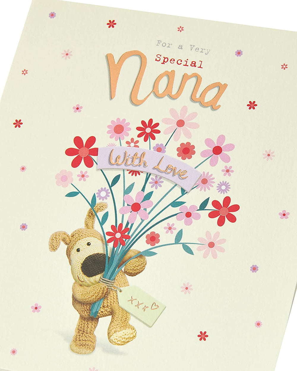 UK Greetings Boofle Bouquet of Flowers Nana birthday card with colorful floral design for special occasions