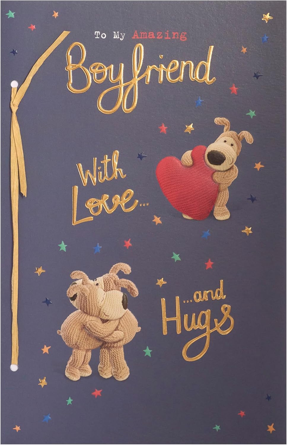 UK Greetings Boofle Boyfriend Birthday Card featuring a cute Boofle character and cheerful birthday message on a colorful card.