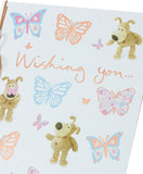 UK Greetings Boofle birthday card featuring colorful butterflies with cheerful, vibrant design for special celebrations