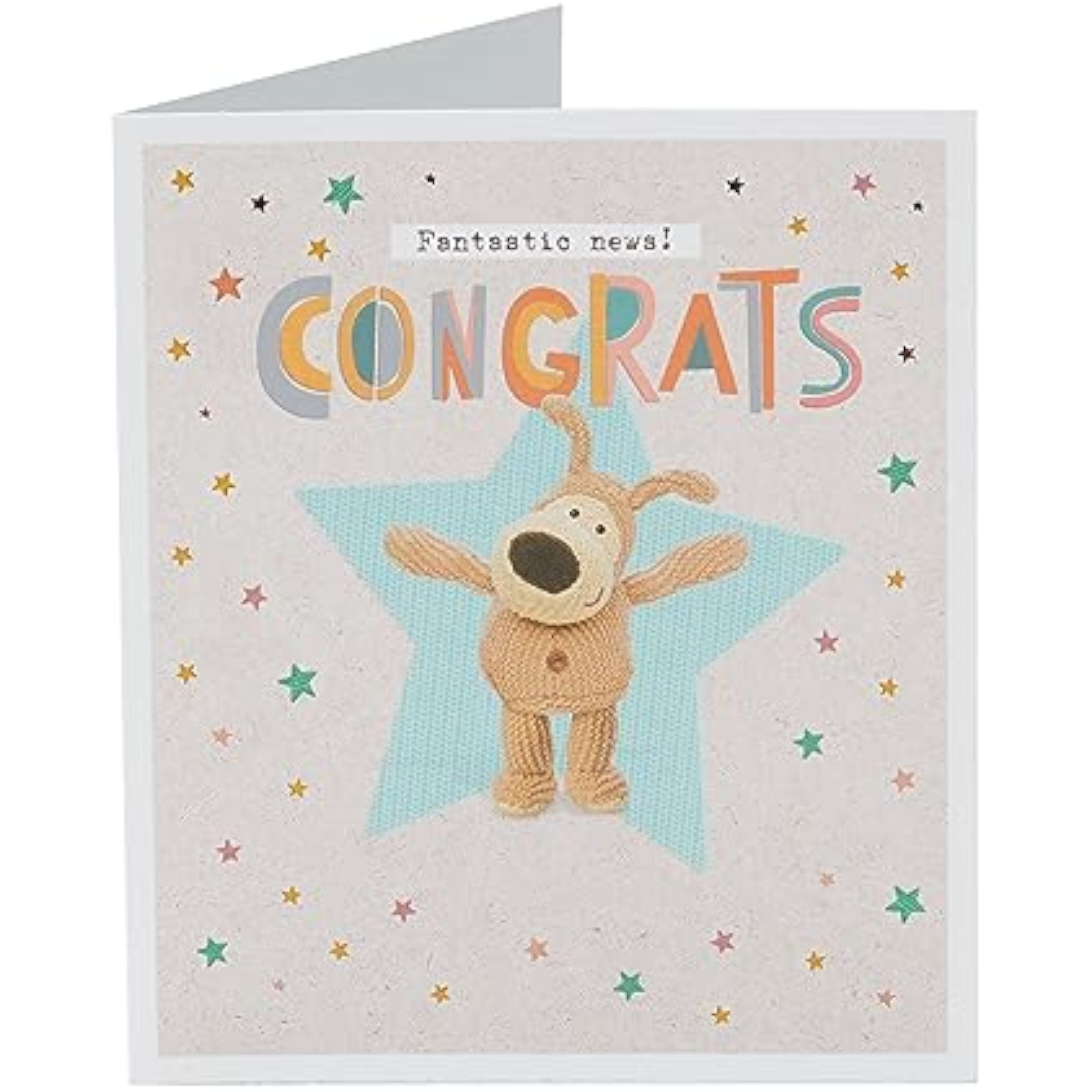 UK Greetings Boofle congratulations card for him, her, or friend featuring a cute, colorful design perfect for celebrating special occasions.
