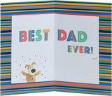 UK Greetings Boofle Father's Day card for Dad, featuring colorful cartoon design and cheerful message for Father's Day celebration.