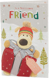 UK Greetings Boofle Friend Christmas Card with envelope, featuring cute design, presents, and festive holiday imagery.