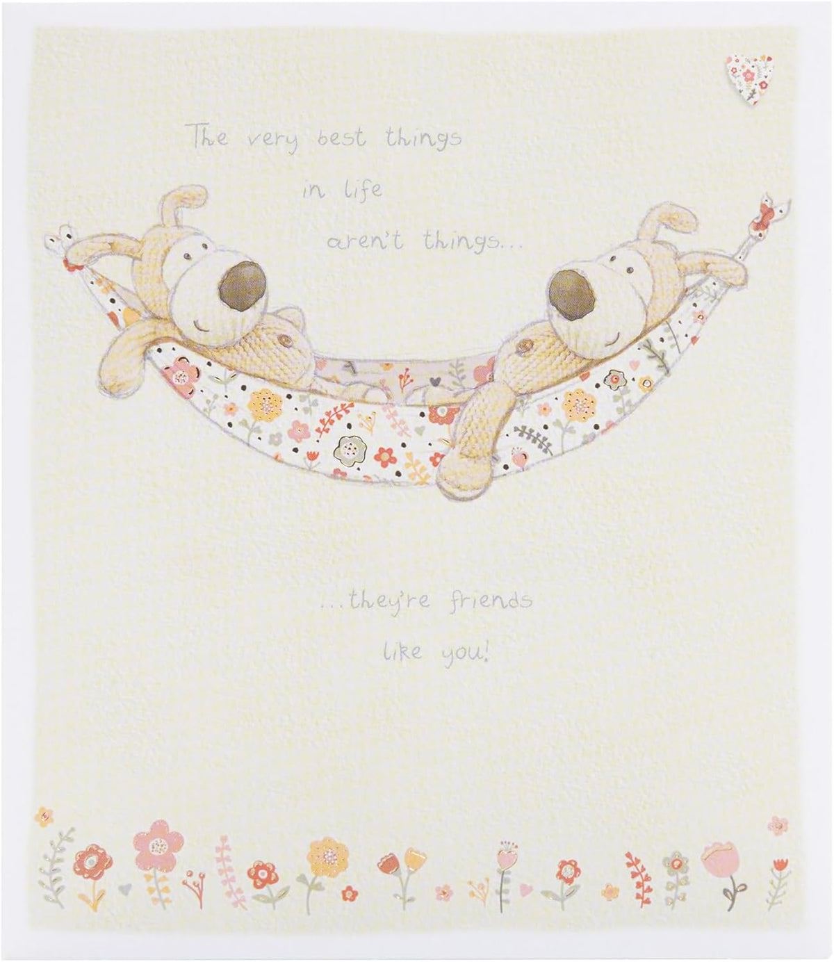 UK Greetings Boofle friendship greeting card featuring colorful cartoon dog design, ideal for sending warm wishes to friends.