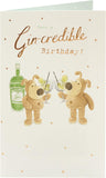 UK Greetings Boofle Gin birthday greeting card featuring colorful Boofle character and festive design for special celebrations.