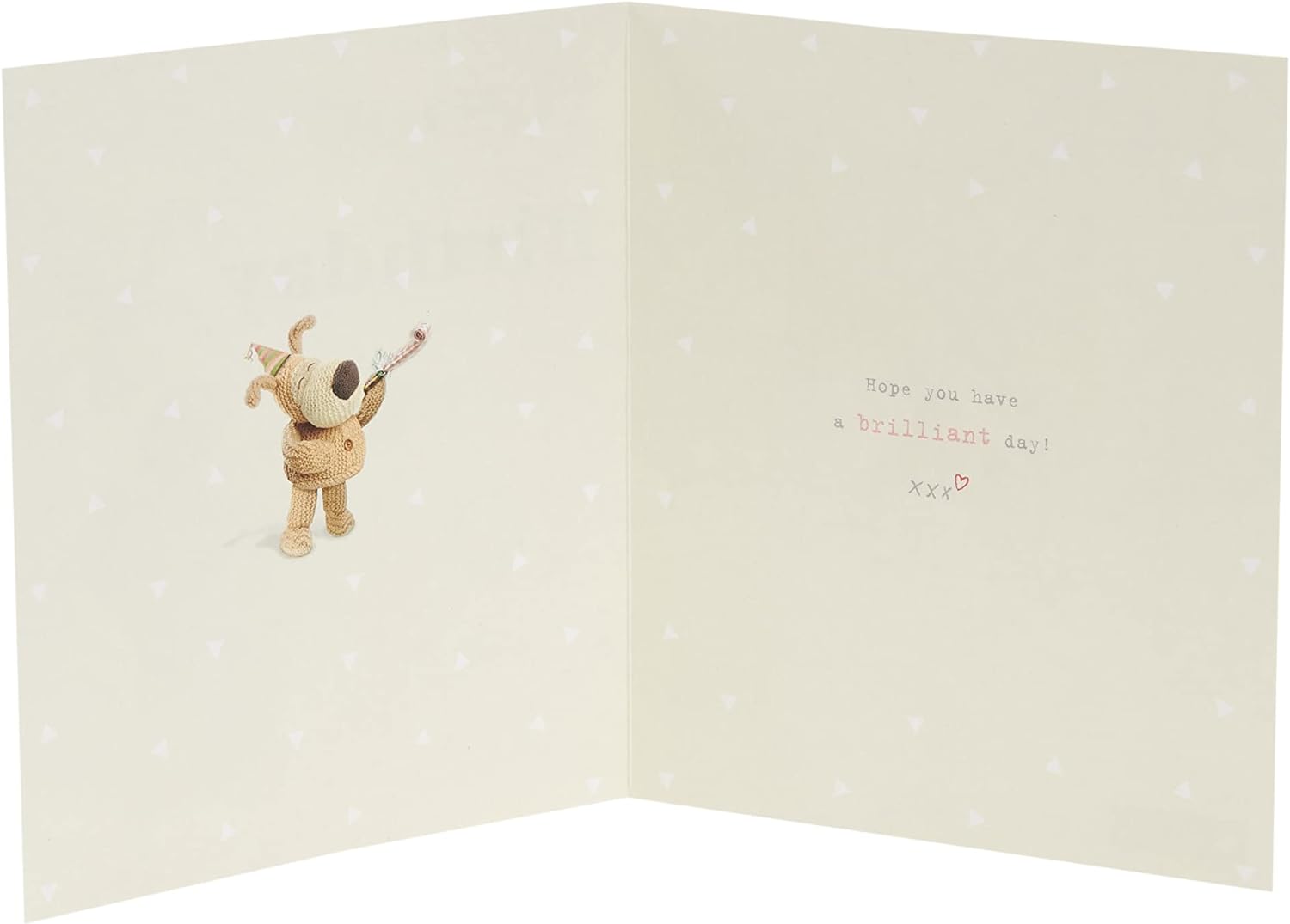 UK Greetings Boofle birthday card with gold foil lettering, featuring a cute design for special celebrations.
