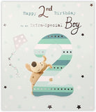 UK Greetings Boofle holding kite birthday card, colorful greeting card featuring Boofle character with a kite for the number 2 birthday.