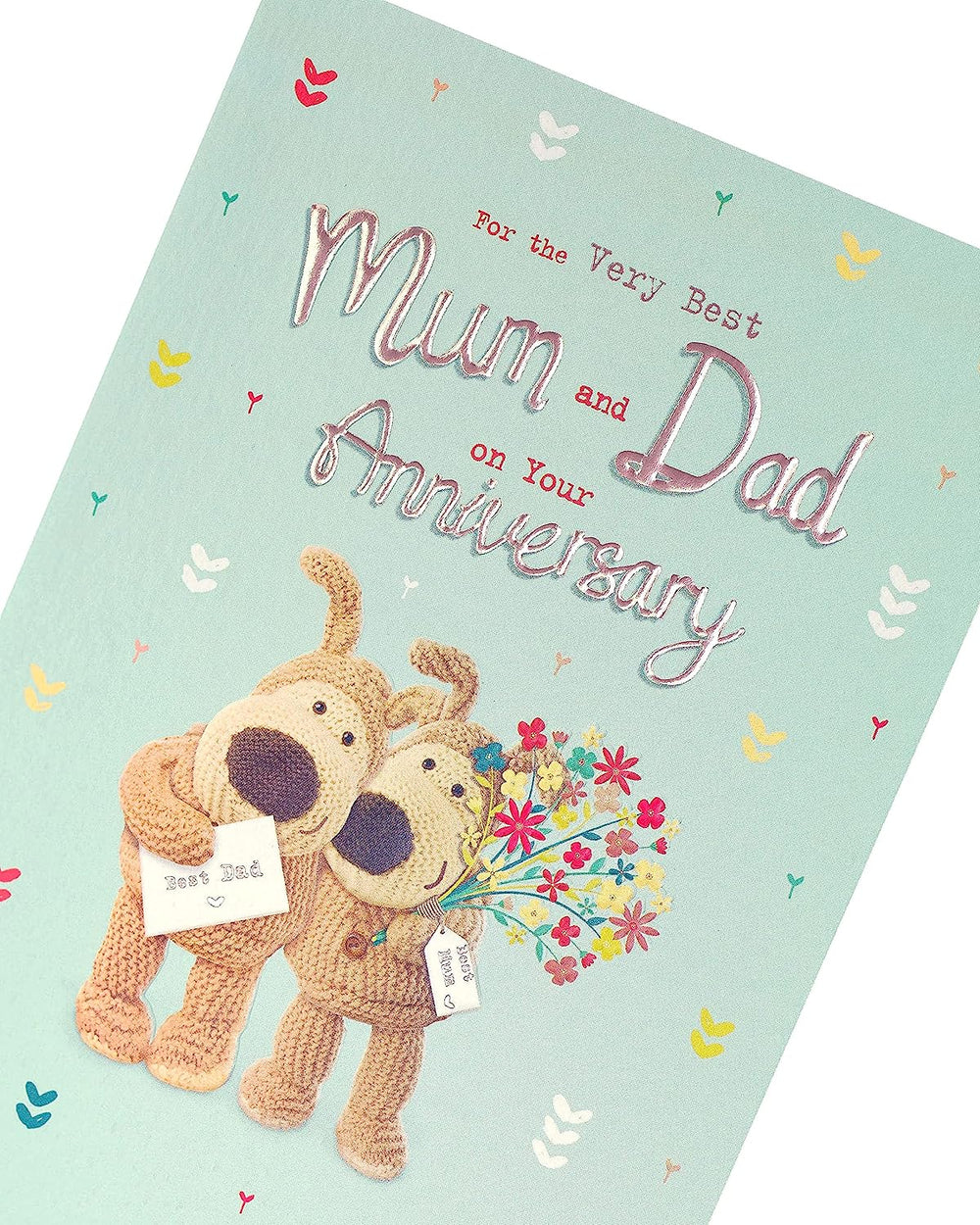 UK Greetings Boofle wedding anniversary greeting card for parents, featuring adorable Boofle characters and celebratory design.