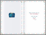UK Greetings Boofle birthday card featuring a present design, suitable for a grandson's birthday celebration.