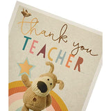 UK Greetings Boofle thank you card featuring a cute Boofle character with colorful floral design on the front.