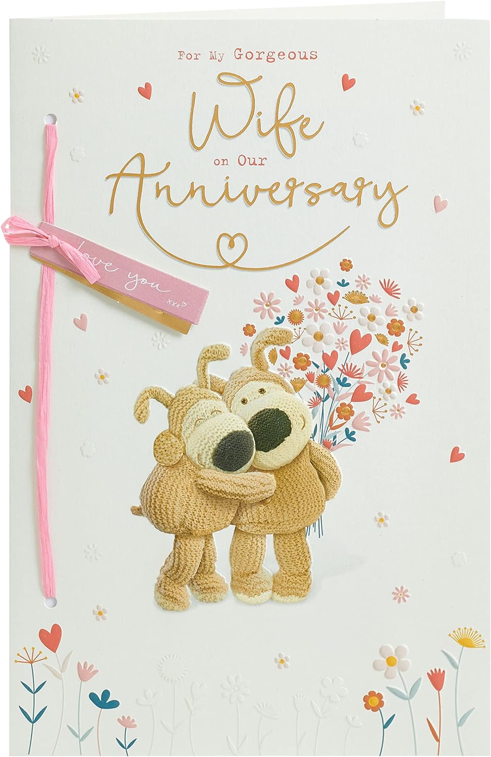 UK Greetings Boofle wife anniversary greeting card with envelope, featuring a cute and colorful design for special occasions.