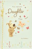 UK Greetings Boofle with Butterfly daughter birthday greeting card featuring colorful illustration of Boofle holding a butterfly.