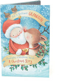 UK Greetings Christmas greeting card featuring Rudolph and Santa design from the Brilliant Grandson Storybook collection.