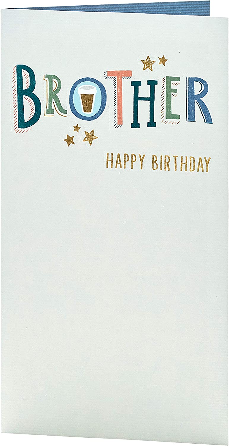 UK Greetings Brother foil-finished classic birthday card with colorful design, perfect for celebrating a special brother's birthday.