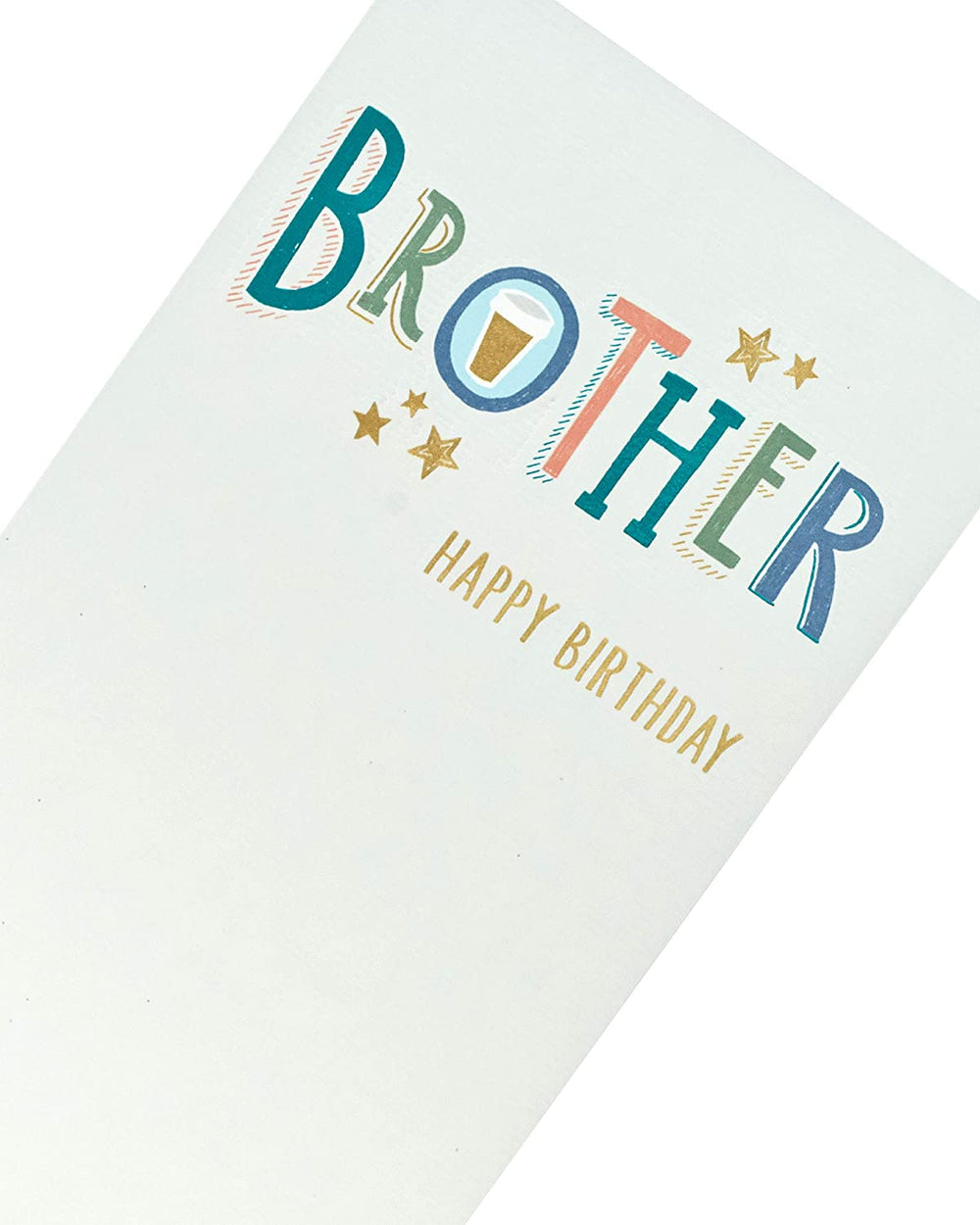 UK Greetings Brother foil-finished classic birthday greeting card with colorful design and festive message.
