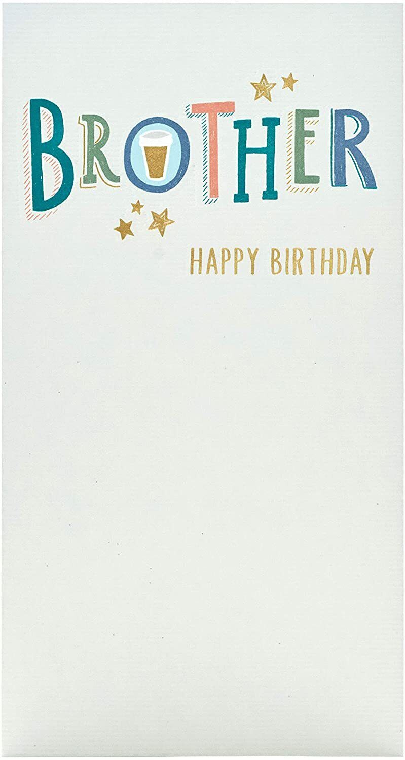 UK Greetings brother foil-finished classic birthday card with colorful design and festive message for special occasions.