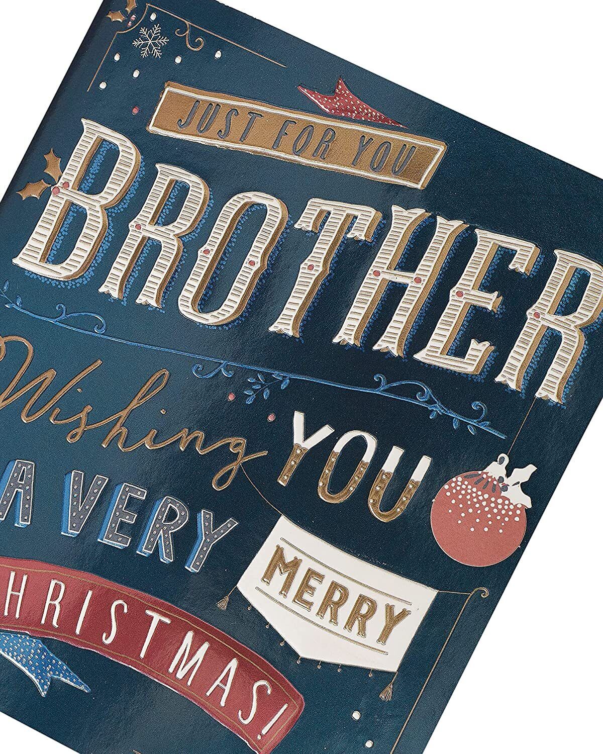 UK Greetings Brother Text greeting card featuring a heartfelt message, perfect for celebrating brothers on special occasions.