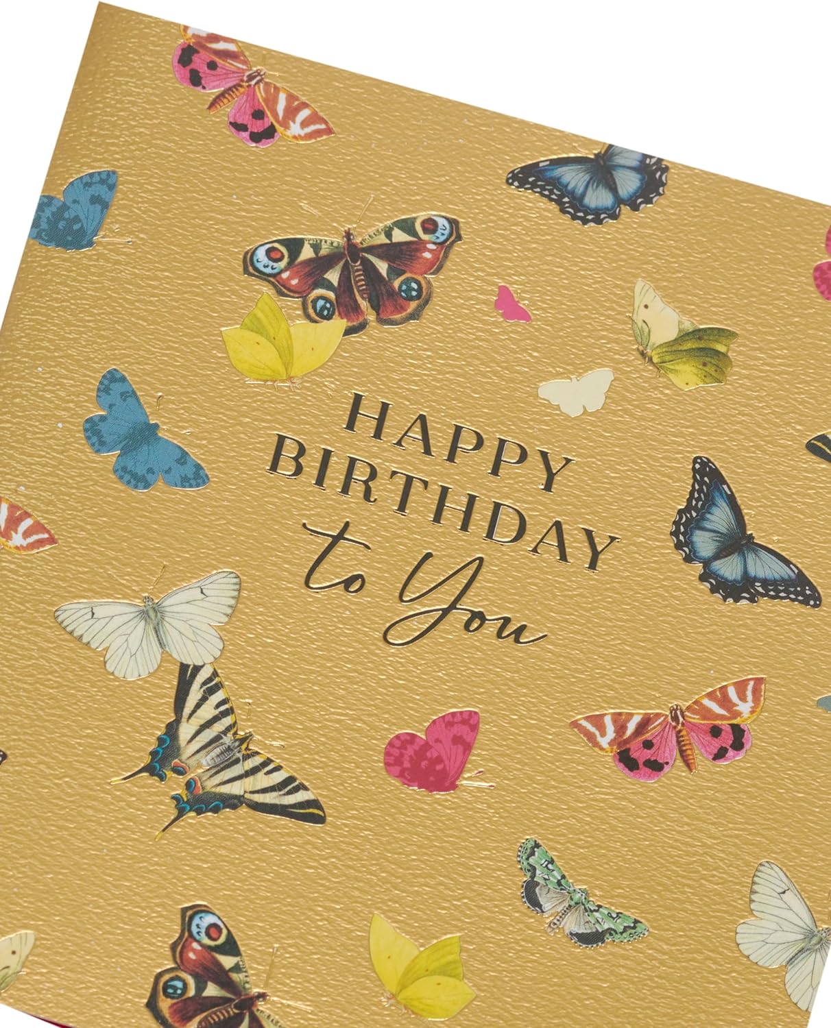 UK Greetings Butterflies Design Birthday Card featuring colorful butterfly illustrations and decorative lettering.