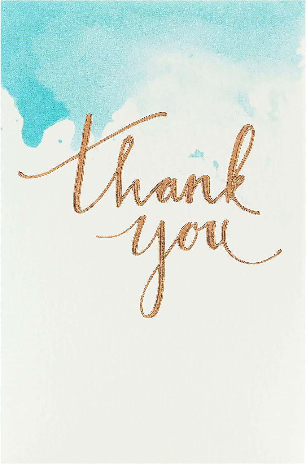 UK Greetings calligraphy thank you card featuring elegant handwritten lettering on a white greeting card.
