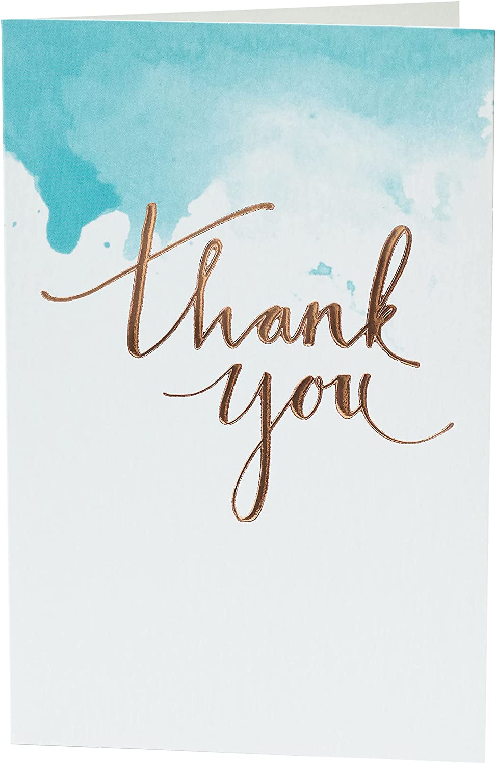 UK Greetings calligraphy thank you card featuring elegant handwritten-style thank you message on white cardstock.