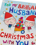 UK Greetings cartoon couple Christmas card featuring festive scene on colorful greeting card for holiday celebrations.