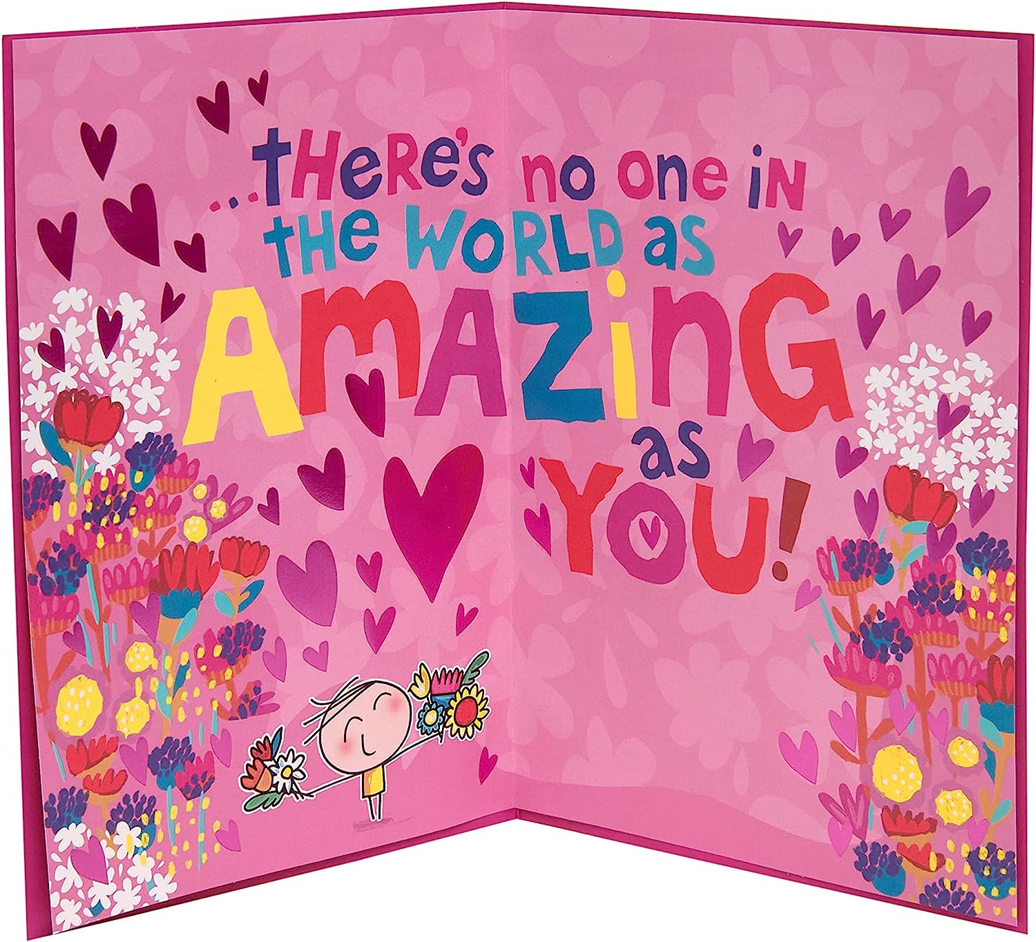 UK Greetings cartoon Mother’s Day greeting card with colorful design and included badge, perfect for celebrating moms.