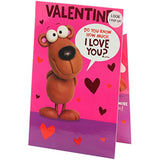 UK Greetings Cartoon Pop-Up Valentine's Day Card featuring colorful cartoon characters and festive design, perfect for expressing love.