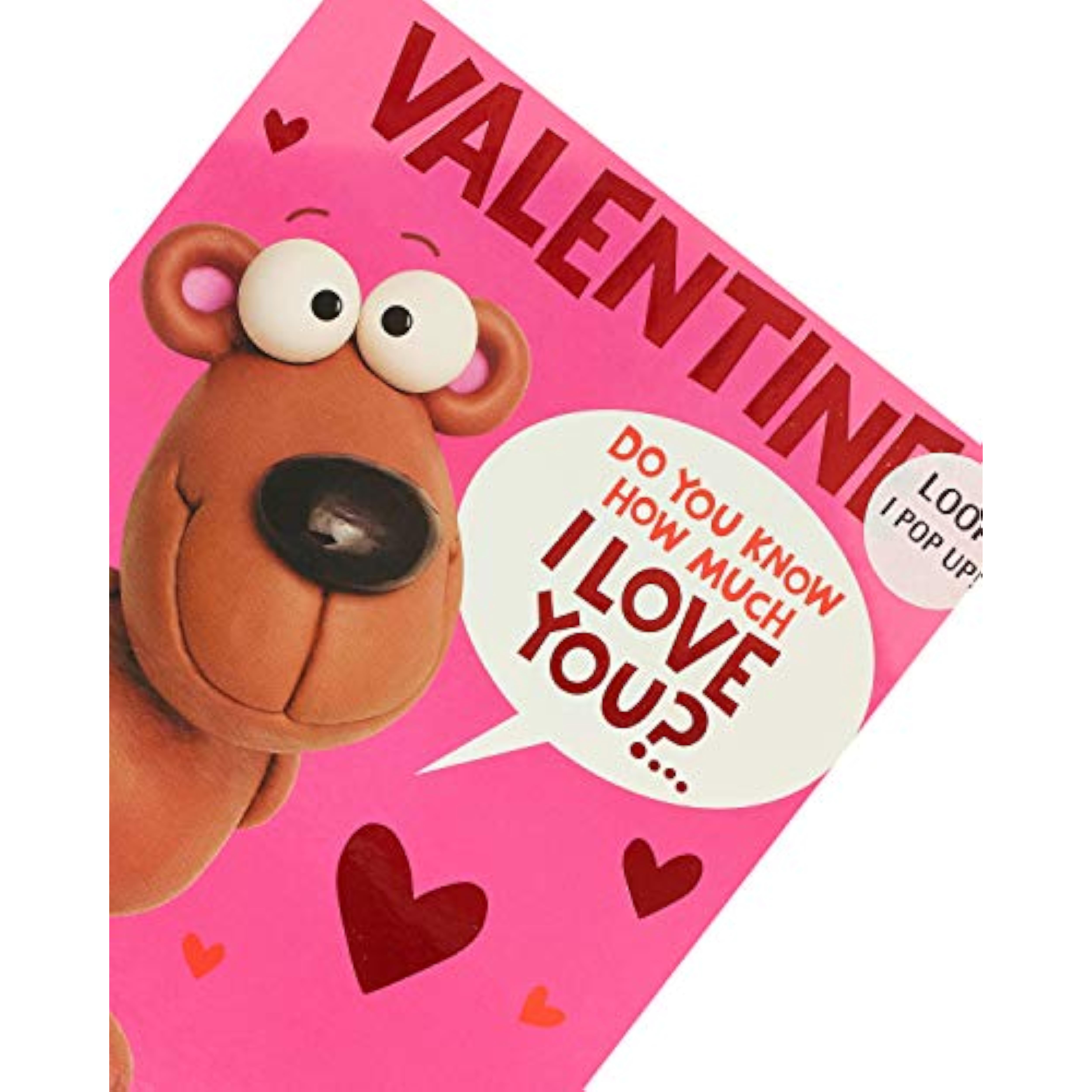 UK Greetings Cartoon Pop-up Valentine's Day Card featuring colorful cartoon characters and festive design for celebrating love.