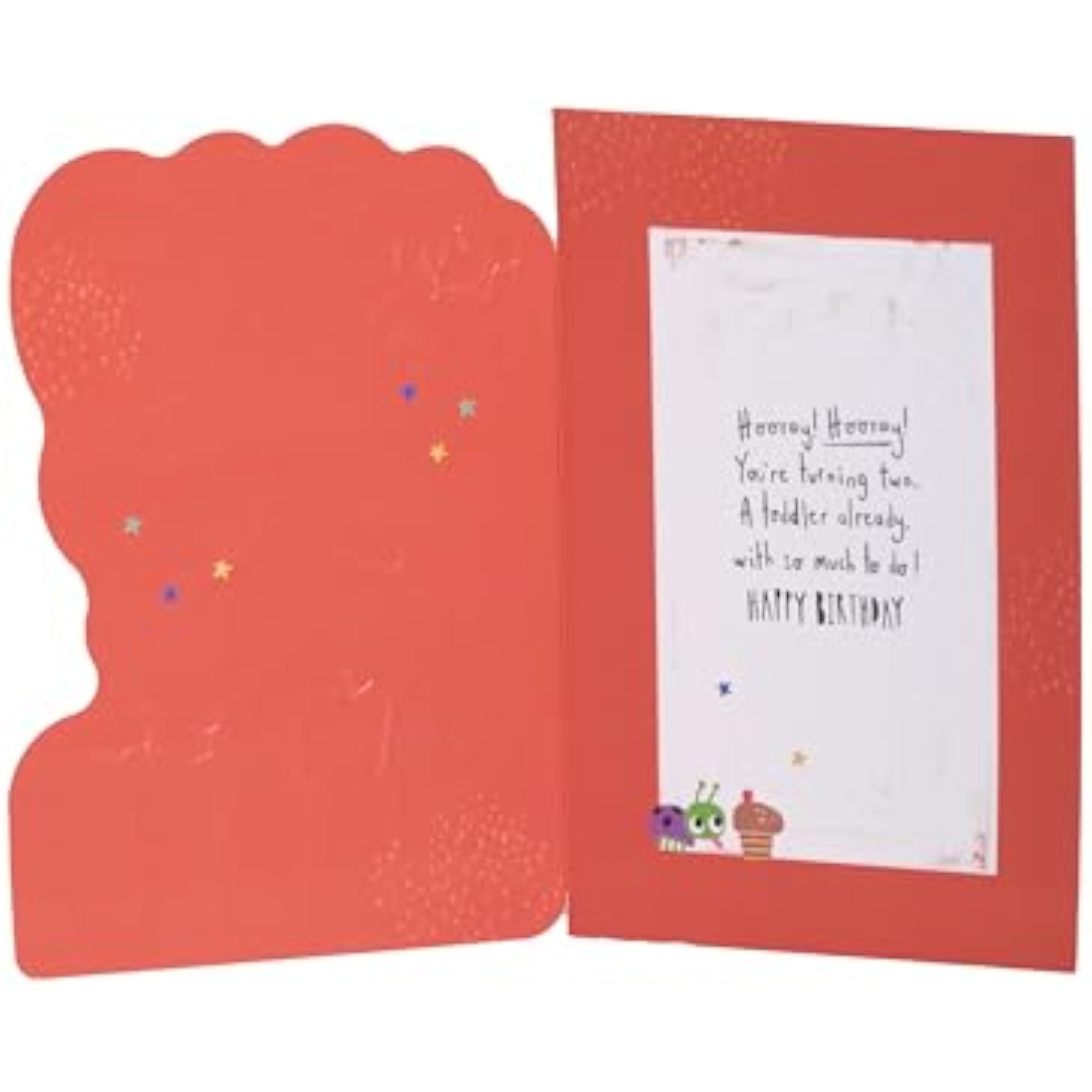 UK Greetings caterpillar design 2nd birthday card featuring colorful illustration and playful text for young children.