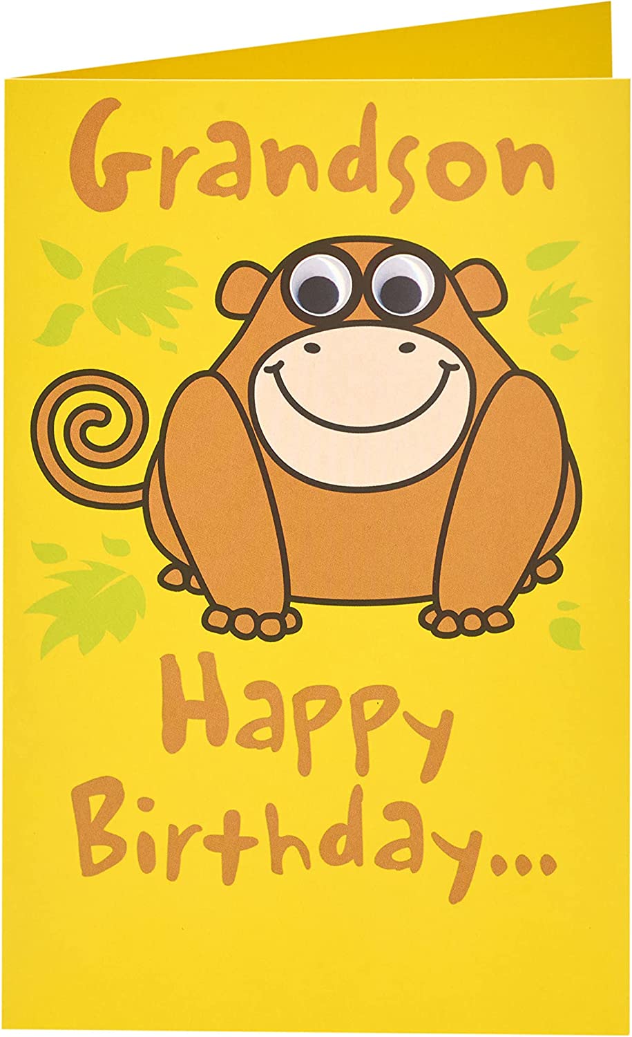 UK Greetings Cheeky Monkey Grandson Birthday Card featuring colorful monkey illustration and cheerful birthday message.