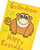 UK Greetings Cheeky Monkey Grandson Birthday Card featuring colorful monkey illustration and playful design.