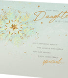 UK Greetings Christmas card for daughter featuring a snowflakes design, festive greeting card with winter-themed illustrations.