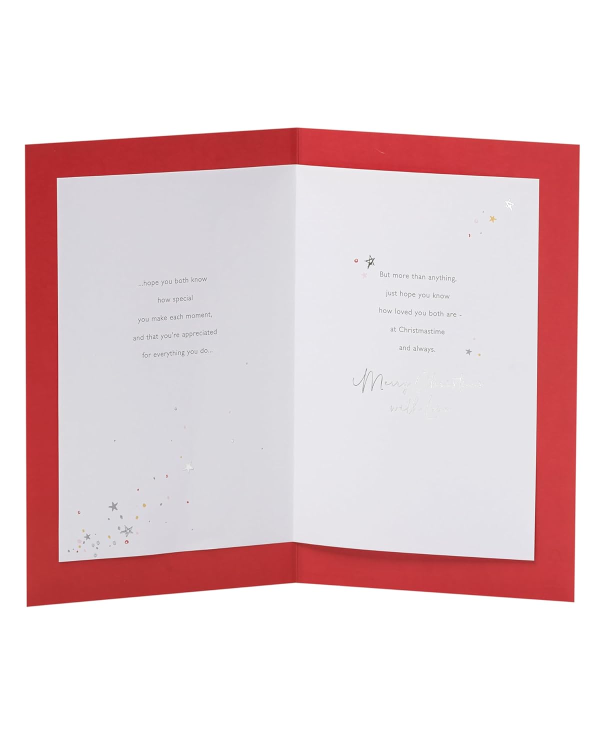 UK Greetings Christmas card for daughter and son-in-law featuring a shooting star design, with festive holiday imagery.